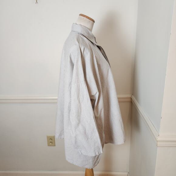 FLAW Planet by Lauren G Shirt One Size Womens Oversized Stripe Lagenlook Top - Picture 10 of 16